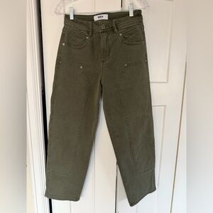 Olive Green High-Rise Barrel Pants, 26